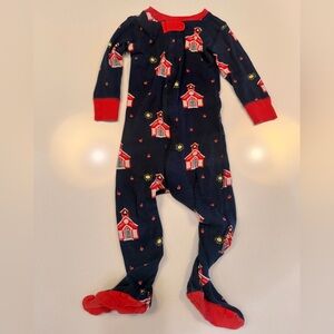 The Beaufort Bonnet Company Navy One-Piece Footie School print! 18-24 months